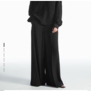 COS Silk Wide Leg Pants Black 14 NWT